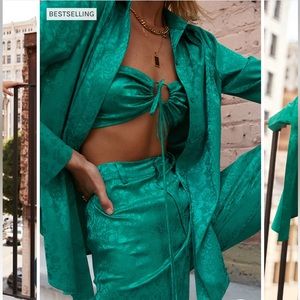 GOLD RUSH EMERALD JACQUARD BLOUSE